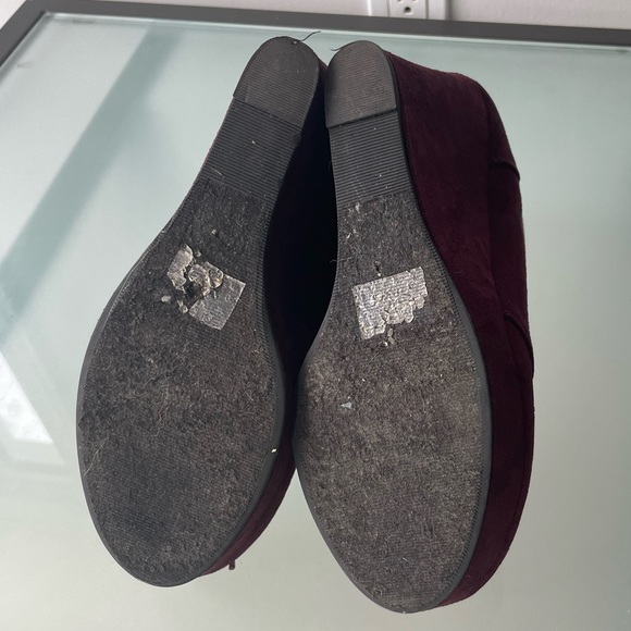 Maroon Red Platform Heeled Ankle Booties - Size 10 - Swede lace-up - Picture 4 of 7